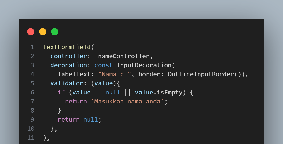 Membungkus Tampilan dengan Widget Form dan Validator