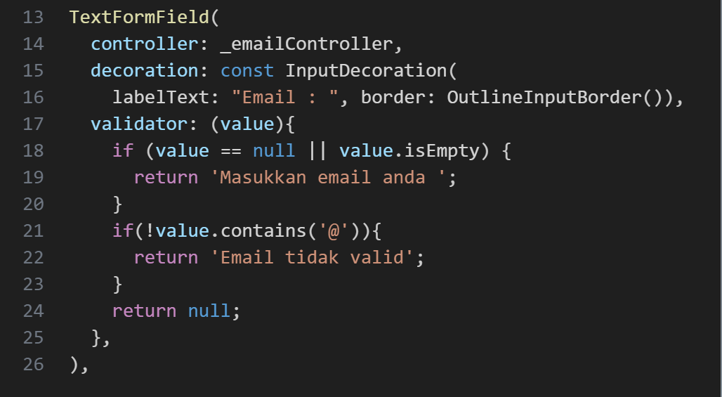 Membungkus Tampilan dengan Widget Form dan Validator