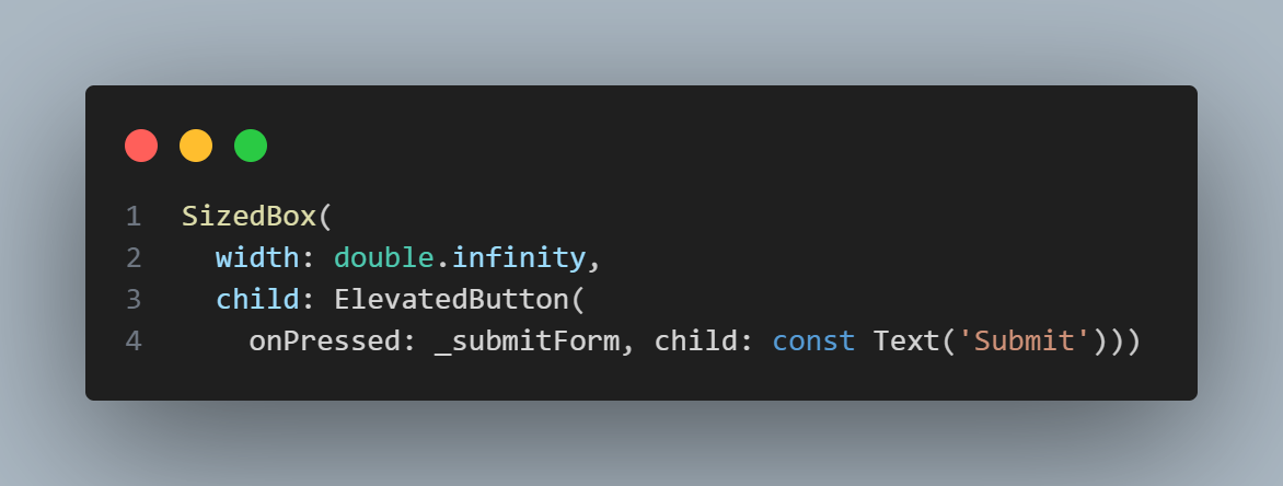 Hubungkan method _submitForm pada onPressed ElevatedButton