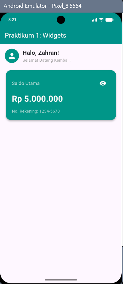 Gambar 10. Hasil tugas Modul 1 pada emulator