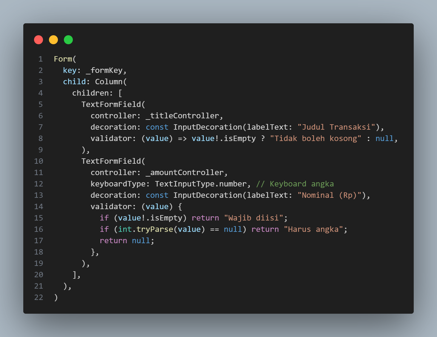 Membuat Kolom Input TextFormField