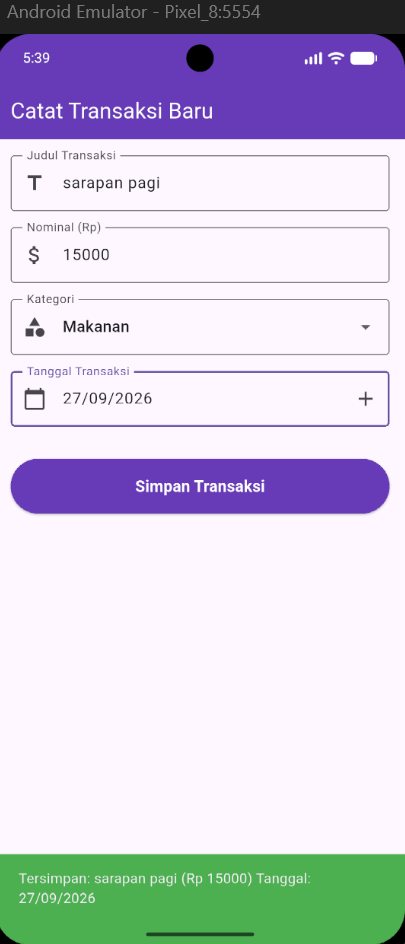 Hasil Akhir Latihan Input Tanggal